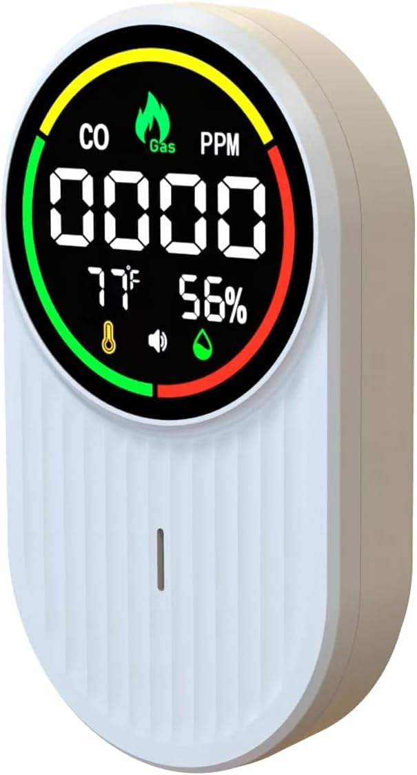 Natural Gas Leak Detector & Carbon Monoxide Detectors - 4-in-1 Plug in Carbon Monoxide Detectors Natural, Propane, Co & Gas Detector, Temperature & Humidity Detectors