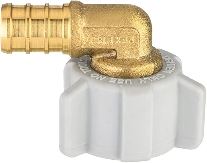 2-Pack EFIELD Pex 1/2" Pex x 1/2" Female NPT Swivel Elbow Brass Barb Crimp Fittings, ASTM F1807,(PEX1807208-2PCS)