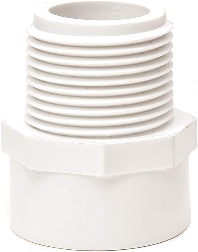 2pcs 2Inch 2-Way PVC Male Threaded Adapter Adaptador Macho Fittings (Slip to Male Thread) Coupling Schedule 40-2 Pack White (2")