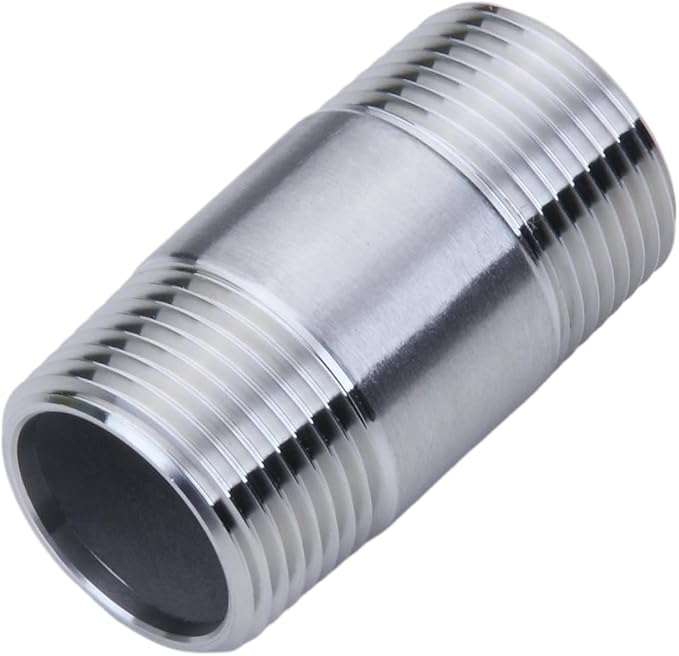 CONSTELLAR 304 Stainless Steel Pipe Fitting - 1/2" NPT Male x 1/2" NPT Male Threaded Thickened Pipe Wall, 50mm (2 inch) Length Heavy Nipple Seamless Pipe (1 Pcs)