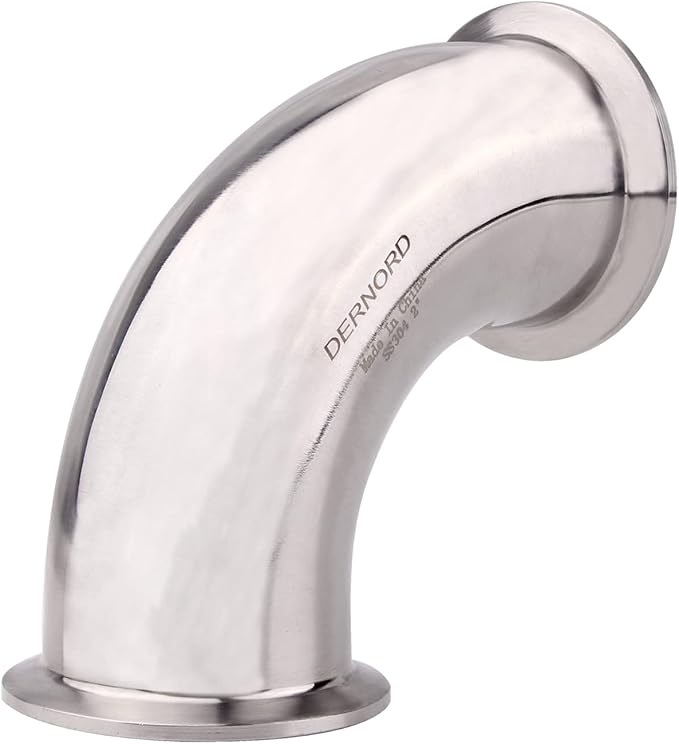 DERNORD 1" Tube OD Sanitary Ferrule Elbow 90 Degree Pipe Fitting with 2 Silicone Gaskets SUS304 Tri Clamp 1.5 Inch