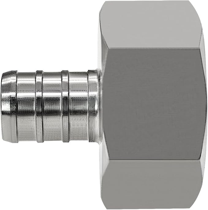 Barb Crimp PEX 1/2" x 1/4" NPT Female Thread Adapter Stainless Steel Crimp Fitting (Pack of 2)