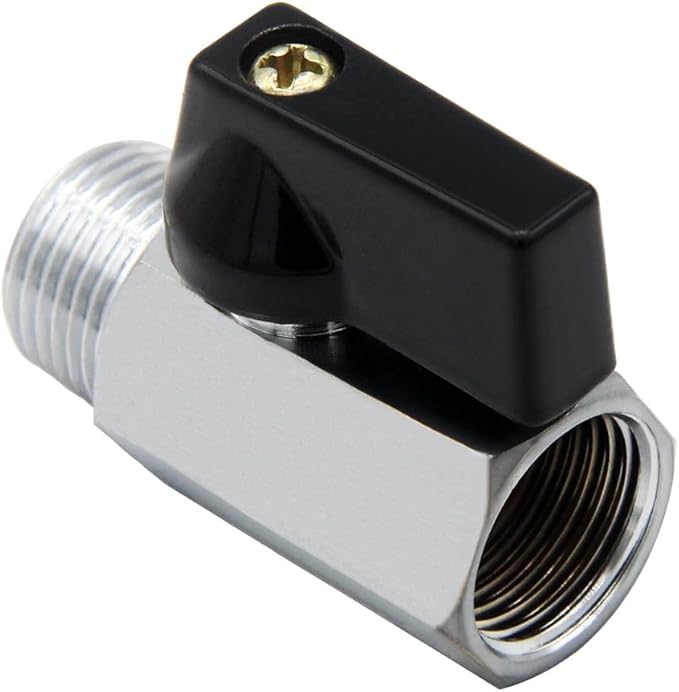 Brass Mini Ball Valve 3/8" NPT Female x Male Thread Shut Off Valve Chrome Plated (Pack of 2)