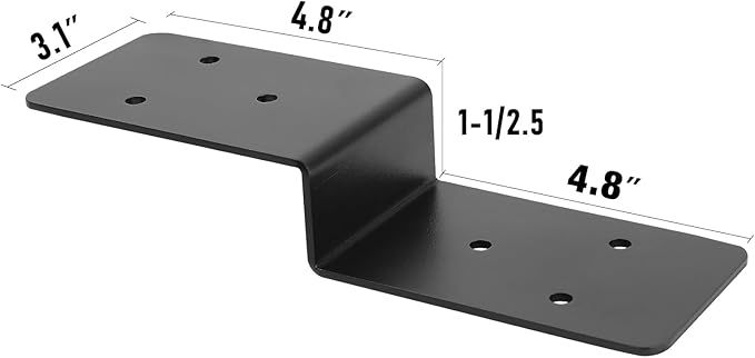 8 PCS 3"x 5" Z Brackets Post to Beam Support, Heavy Duty Carbon Steel Double Angle Channel Angle Support for Wood Shelf Fixing Timber Connector Pergola Bracket