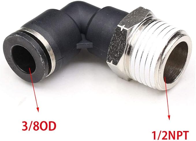 CEKER 3/8 in to 1/2 Npt Elbow Push Connect Fittings - 90 Degree Airline Fittings 2Packs