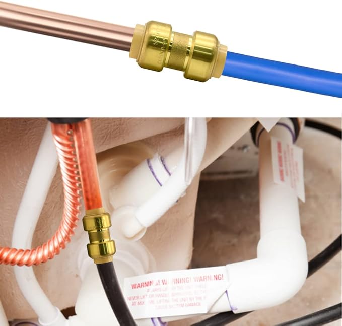 12 Pack 1/2” Push-to-Connect Plumbing Fittings, Pushfit Straight Coupling Plumbing Fittings with Disconnect Clip for Copper, PEX, CPVC Pipe