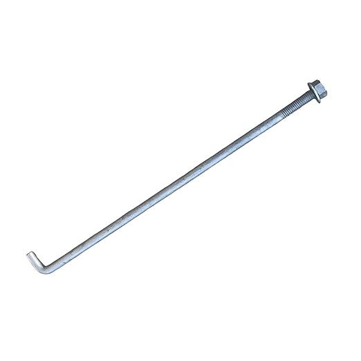 Sandbaggy 1/2" x 18" Threaded Concrete Anchor L-Bolts (Nuts & Washers Included) - Hot Dipped Galvanized - Sill Plate, Base Plate, Masonry, Wood, Cement Anchors, J Bolt (10, 1/2" x 18")