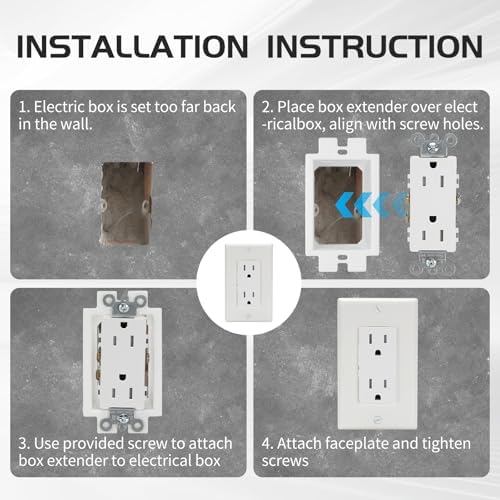 10pcs BE2 Electrical Outlet Box Extender with 40 Screws, Two Gang Power Switch Receptacles Accessories,2-Gang Box Electrical Power Outlet Box Extender (SLK2) (10)