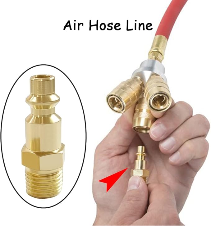 2PCS Brass 1/4 Inch NPT Ball Valve and Air Connect, 1/4" NPT Female Thread Shut-off Valve with 1/4" NPT Male Industrial Air Hose Quick Plug for Air Compressor Pneumatic Coupler Fitting Adapter