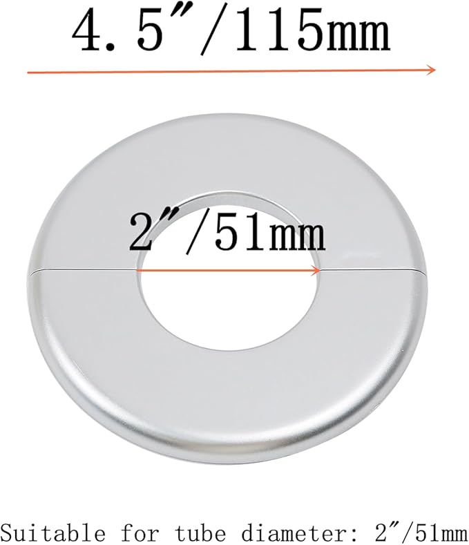 2 Pcs Wall Split Flange, ABS Round Self-Adhesive Escutcheon Plate Buckles Design for 2"/51mm,Silver
