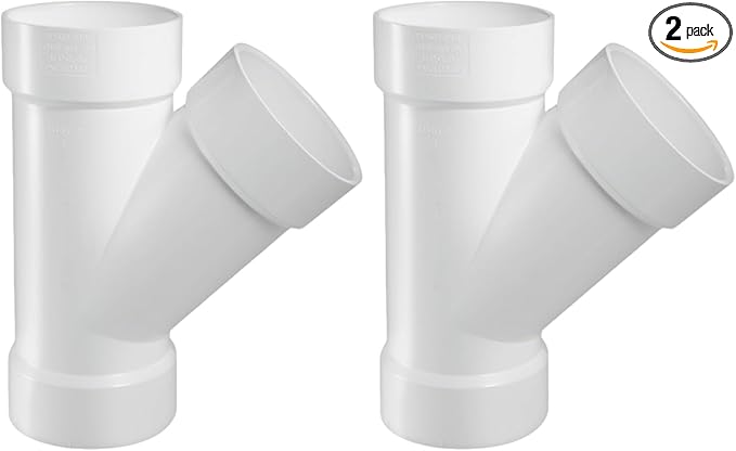 LESSO 1-1/2" PVC Wye, WYE DWV for All Hub Solvent-Weld Connections Use for 1-1/2 Inch Drain, Waste and Vent Pipe, White (2 Unit Piece)