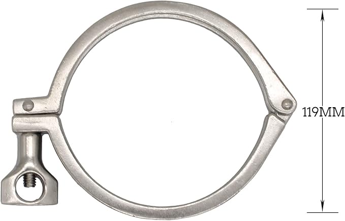 QiiMii Single Pin Heavy Duty Tri Clamps with Wing Nut Ferrule TC 4 Inch Stainless Steel 304 Sanitary Fittings with Silicone Gasket