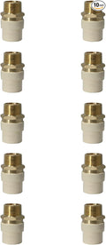 10 Pieces 3/4" Male NPT x 3/4" CPVC Adapter, 3/4" CPVC Male Adapter, Brass, 10 Packs