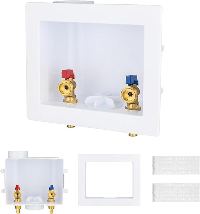30-Pack GUOFIS Washing Machine Outlet Box,1/2 Inch PEX Crimp Inlet x 3/4 Inch MHT Outlet, Laundry Washer Box(Center Drain)