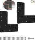 2 Pcs 13.2"x 5"L Shape Flat Bracket, Mending Plate with Black Powder-Coated Right Angle Brackets, Corner Bracket, L Shape Plate Fit 6x6,8x8 for Repair House,Furniture,Pavilion,Truss framing