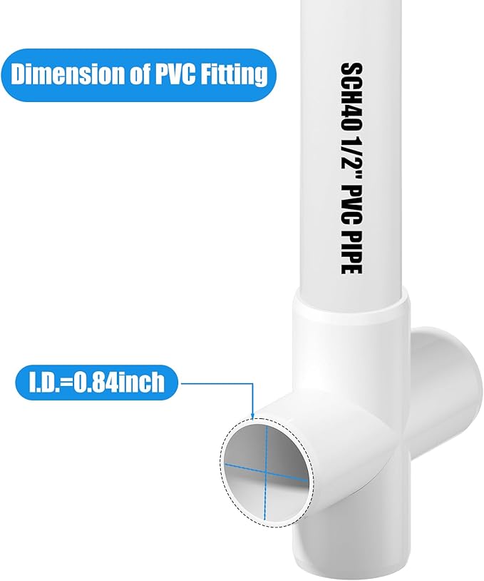 20PCS 4 Way Cross PVC Fittings 1/2Inch, SCH40 Furniture Grade Elbow Fitting Heavy Duty PVC Pipe Connector for Water Supplies, DIY Garden Shelf & Greenhouse