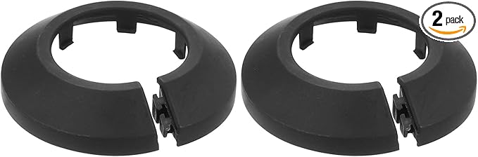 uxcell Escutcheon Plate, 2Pcs 34mm - Fit 1.31" Outer Diameter Split Pipe Flange Water Pipe Cover Collar Decoration, PP Plastic Plumbing Cover Plates (Black)