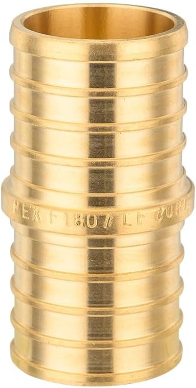 (Pack of 100) EFIELD Pex Barb Crimp Brass Fittings 1-Inch x 1-Inch Straight Couplings, ASTM F1807, UPC Certified (100),(PEX1807010-100PCS)