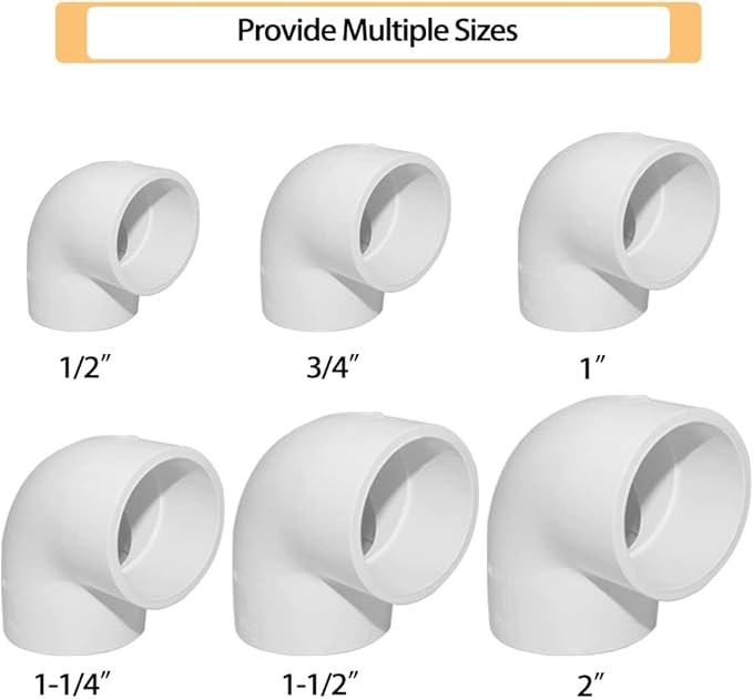 10PCS 3/4" 90 Degree Elbow PVC Pipe Fitting Adapter Coupling Connector Schedule 40 Slip (Socket x Socket) White Color