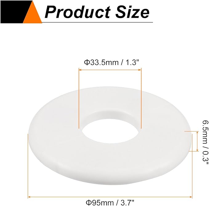HARFINGTON 8pcs Wall Split Flange 33.5mm/1.3" Self-Adhesive Plumbing Cover Plates ABS Plastic Round Escutcheon Plate Buckle Design for Water Pipe Bathroom Kitchen Decoration, White