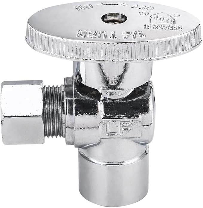 (Pack of 10) EFIELD 1/4 Turn Angle Stop Valve Sweat 1/2" X 3/8" OD Compression Connection, Chrome Plated Brass, cUPC Certified,(VALVE084)