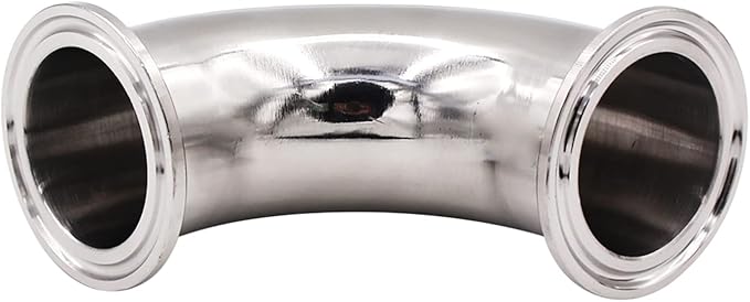 DERNORD 1-1/2" Tube OD Sanitary Ferrule Elbow 90 Degree Pipe Fitting with 2 Silicone Gaskets SUS304 Tri Clamp 1.5 Inch