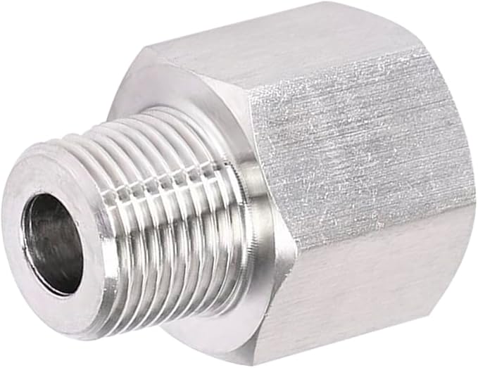 Stainless Steel 304 M10*1 Female Thread x 1/4" NPT Male Adapter Metric Convert NPT Pipe Fiiting for Pressure Gage 1pc