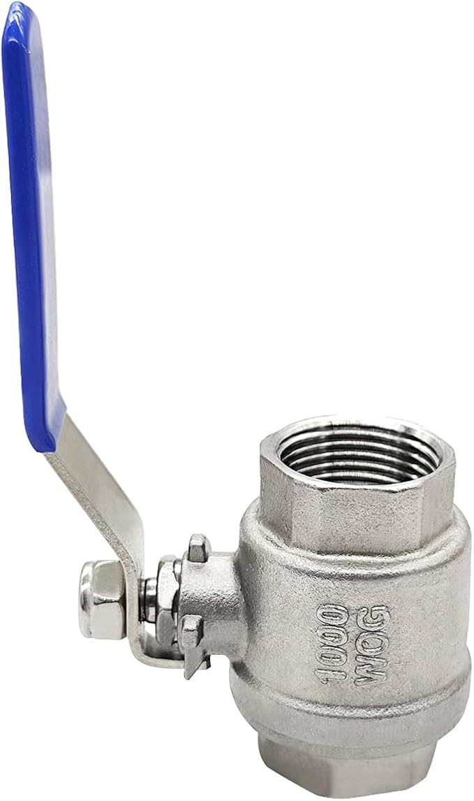 1-1/4" NPT Female 304 Stainless Steel Full Port Ball Valve with Blue Vinyl Handle 1000 WOG (1-1/4 inch)