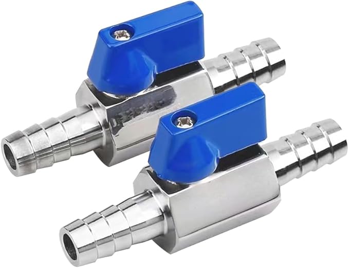 Stainless Steel Shut Off Valve 5/16" Hose Barb Ball Valve for Water Fuel Air (Pack of 2)