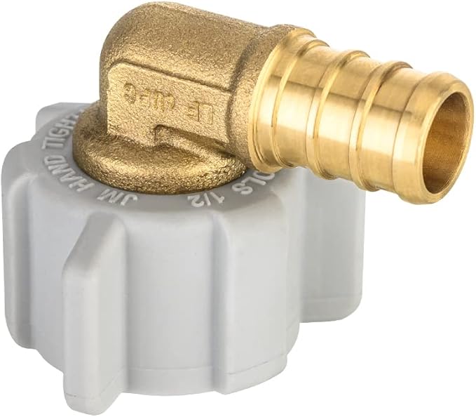 6 Pieces EFIELD Pex 1/2" Pex X 1/2" Female NPT Swivel Elbow Brass Barb Crimp Fittings, ASTM F1807,(PEX1807208-6PCS)
