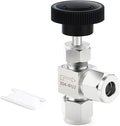 TAISHER 1PCS 304 Stainless Steel Compression Tube Square 90 Degree Needle Valve 1/2"" Tube OD x 1/2"" Tube OD For Flow Control Water Gas Oil, Silver