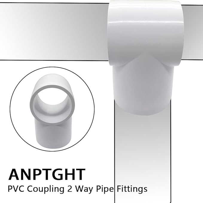 3/4“ Slip Tee PVC Fitting, Furniture Grade PVC DIY Connector for Building Furniture Greenhouse Shed Pipe Fittings Tent Connection (Pack of 8)