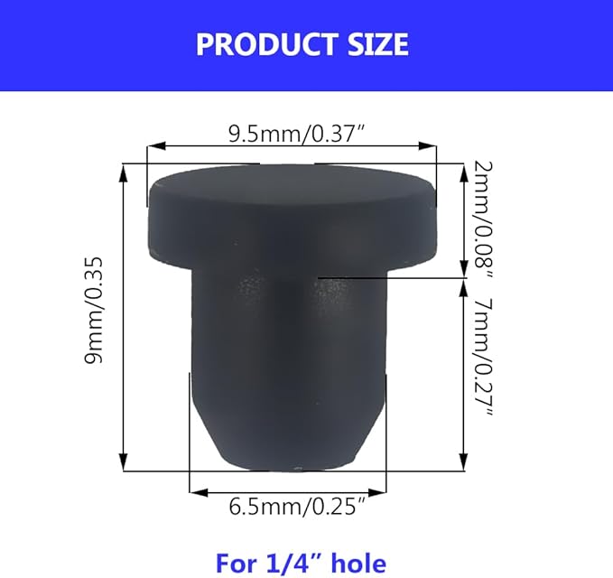 50 PCS Silicone Plugs Rubber Hole Plugs 1/4" Diameter Rubber Stopper for Round Holes Waterproof Hole End Covers Soft Flexible Stopper Sealing Plugs Pipe Holes Test Tube Plugs