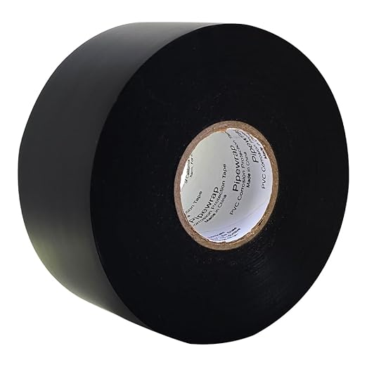 Pipe Wrap Tape - 2" x 100' - 10 mil PVC Corrosion Protection - Weatherproof for Metal Drain Electrical Conduit Underground Drain Pipe (Black)
