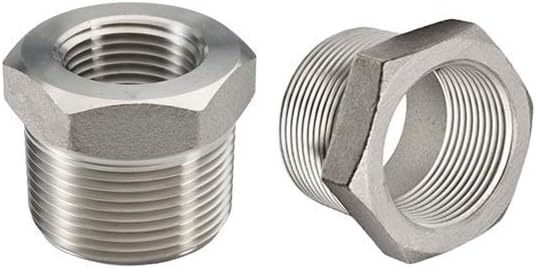 Beduan Stainless Steel Reducer Hex Bushing 1-1/4" Male NPT to 1" Female NPT Reducing Cast Pipe Adapter Fitting for Air Water Gas Fuel(Pack of 2)