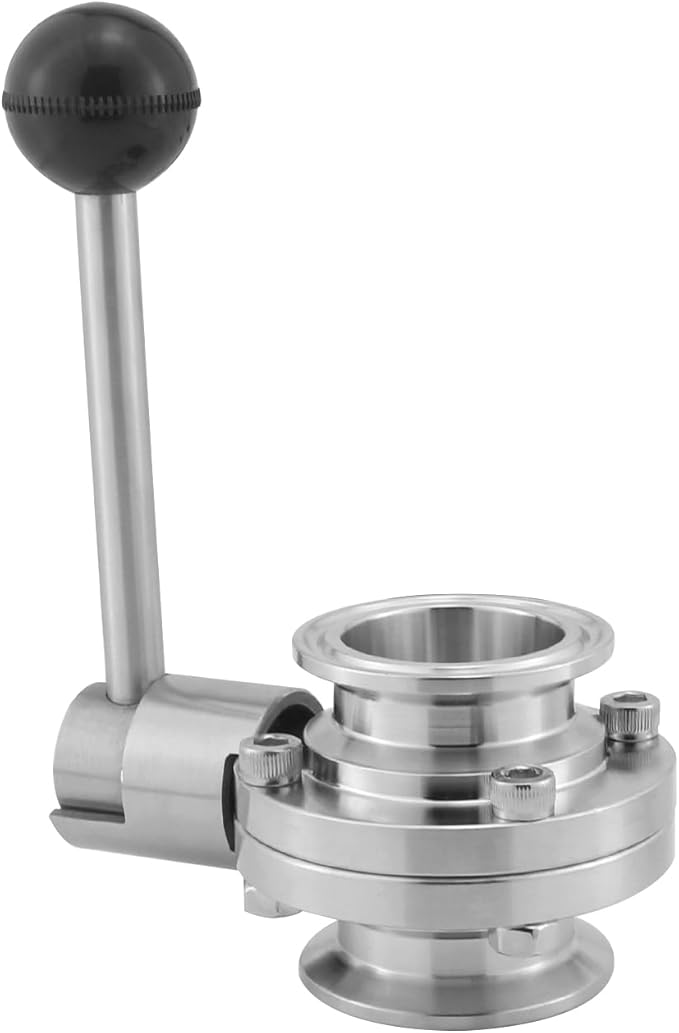 Sanitary Butterfly Valve Tri Clamp Valve with Handle 1.5" Tri Clamp Clover 1" Tube OD 304 Stainless Steel (pack of 2)