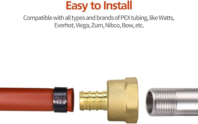 5 Pack PEX 1/2" x 1/2" NPT Female Fittings, Full Port for PEX pipes in plumbing jobs