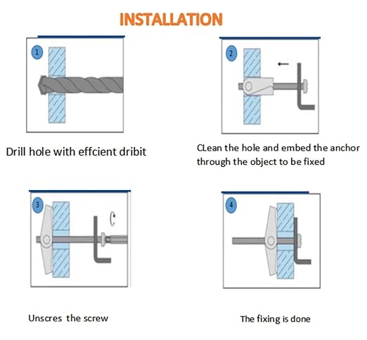 Toggle Bolts Anchors and Screws kit - 60 Sets 1/8" Toggle Bolts and Butterfly Anchors Wing Set for Drywall Hanging Items on Drywall Wood Ceiling Hollow Wall Sheetrock (1/8" 60 Sets)