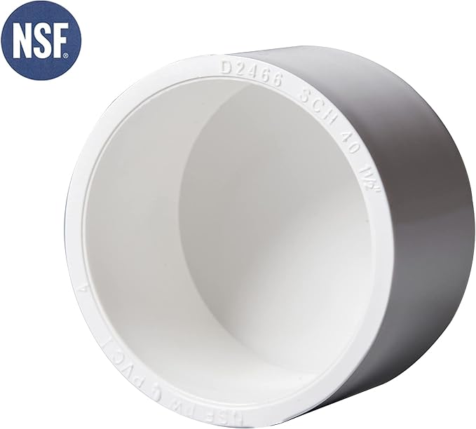 Rainbow Dream 4 Inch PVC Pipe End Cap Plug Adapter Pipe Fittings - 1 Pack, White