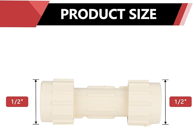 (Pack of 4) EFIELD 1/2"Compression Coupling,CPVC Fittings for Plumbing Installations and Repair (1/2"x1/2"COM),(CPVC048-2-4PCS)