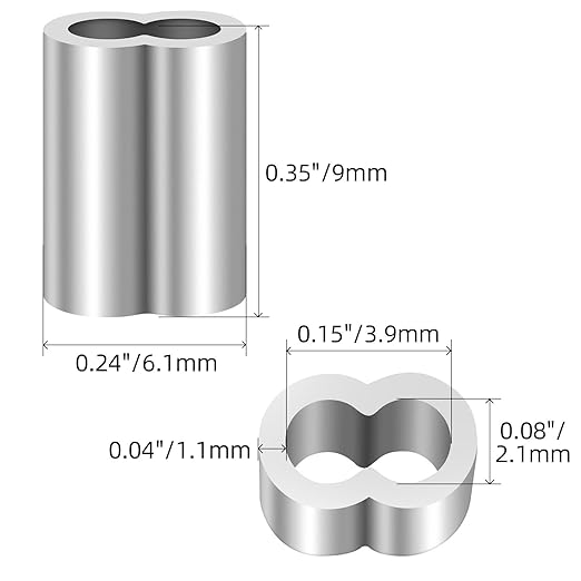 1/16"(1.5mm) Aluminum Crimping Loop Sleeve, Wire Rope Sleeve, Cable Crimps Sleeves, Cable Ferrules for Wire Rope and Cable Line End, 250 PCS