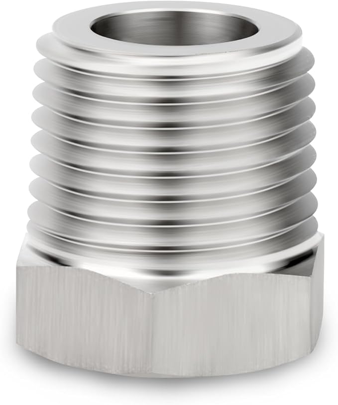 5PCS 304 Stainless Steel Reducer Hex Bushing, 1/2" NPT Male x 1/4" NPT Female, Reducing Pipe Adapter Fitting, for Air/Fuel/Water/Gas/Oil