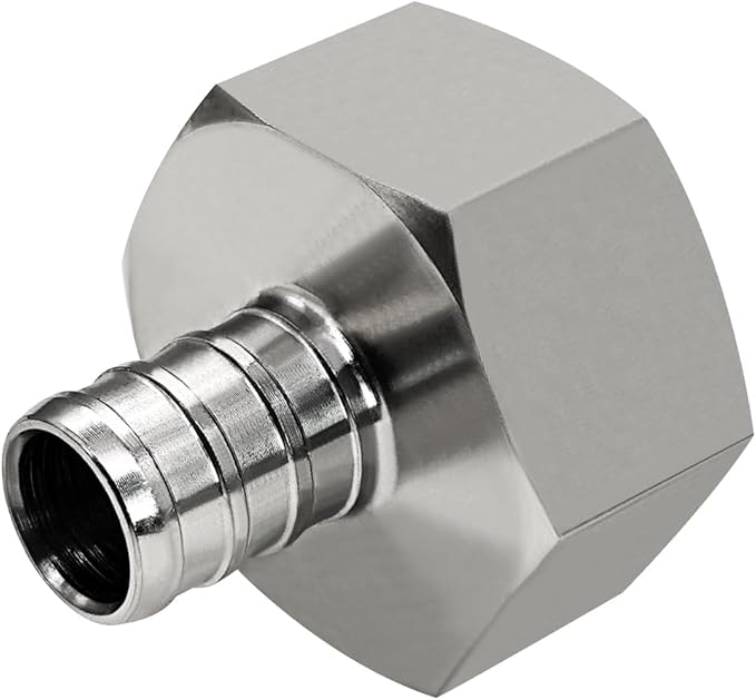 Barb Crimp PEX 1/2" x 1/4" NPT Female Thread Adapter Stainless Steel Crimp Fitting (Pack of 2)