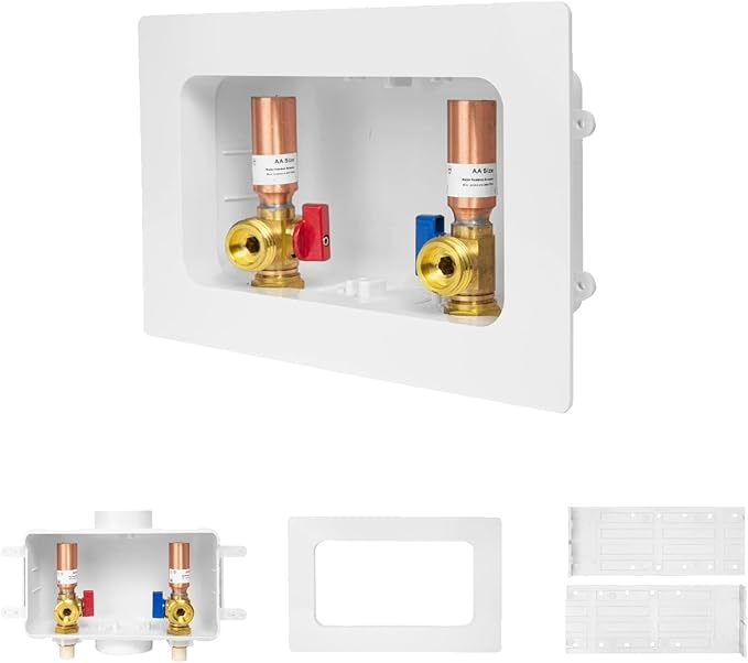 30-PACK GUOFIS Washing Machine Outlet Box with Center Drain,PEX Laundry Washer Box with Copper Water Hammer Arrestor (1/2"CPVC Connection Inlet X 3/4"MHT Outlet)