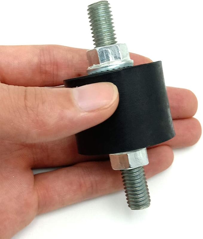 M10 Rubber Studs Shock Absorber Anti-Vibration Isolator Mounts, Rubber Cylindrical Vibration Isolation Mount, for Air Compressors Garage Motor Diesel Engines with Non-Slip Nuts, 4 Pack Double Stud