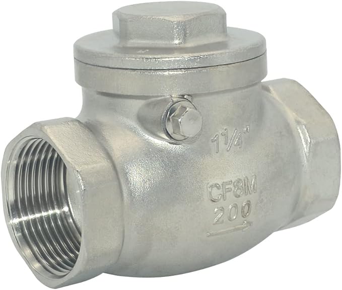 VARMHUS Stainless Steel SS316 Swing Check Valve,NPT Female x Female Thread,WOG 200 PSI PN16 CF8M (1-1/4")