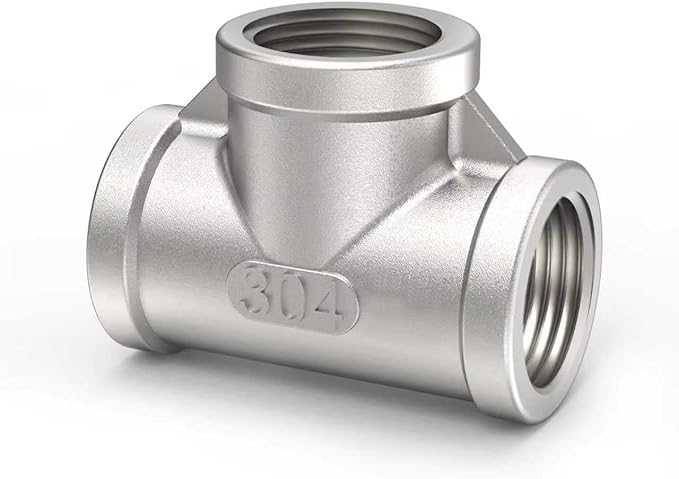 ChillWaves 304 Stainless Steel Pipe Fitting, Tee 1-1/2" x 1-1/2" x 1-1/2" NPT Female Thread Adapter(1-PACK)