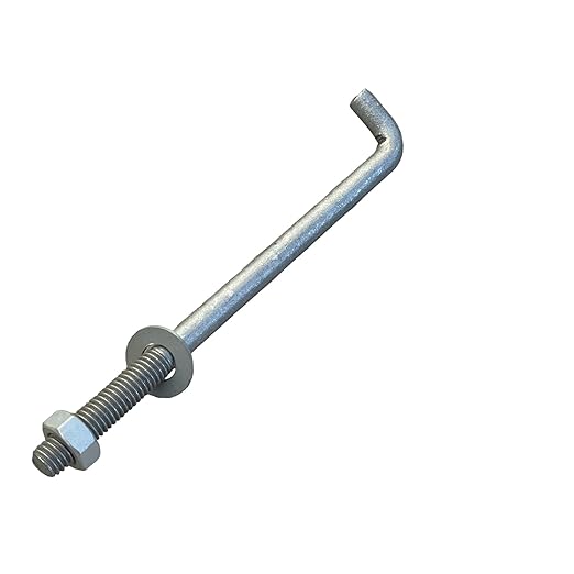 Sandbaggy 1/2" x 8" Threaded Concrete Anchor L-Bolts (Nuts & Washers Included) - Hot Dipped Galvanized - Sill Plate, Base Plate, Masonry, Wood, Cement Anchors, J Bolt (150, 1/2" x 8")