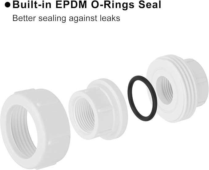 6Pcs 3/4Inch Female Threaded PVC Union Coupling Pipe Fitting (F x F) 3/4'' PVC FNPT Female Union Coupling Adapter for Sprinkler Pipe, Irrigation, Plumbing, Schedule 40, EPDM O-Ring