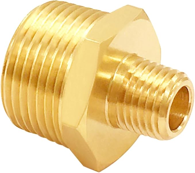 3PCS Brass Reducer Adapter, 1/4" NPT Male to 3/4" NPT Male Thread, Hex Reducing Pipe Fitting Coupler Nipple Connector for Water/Oil/Gas